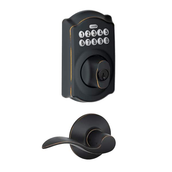 Schlage FE575-CAM-716-ACC Aged Bronze Camelot Accent Keypad Entry with Auto Lock