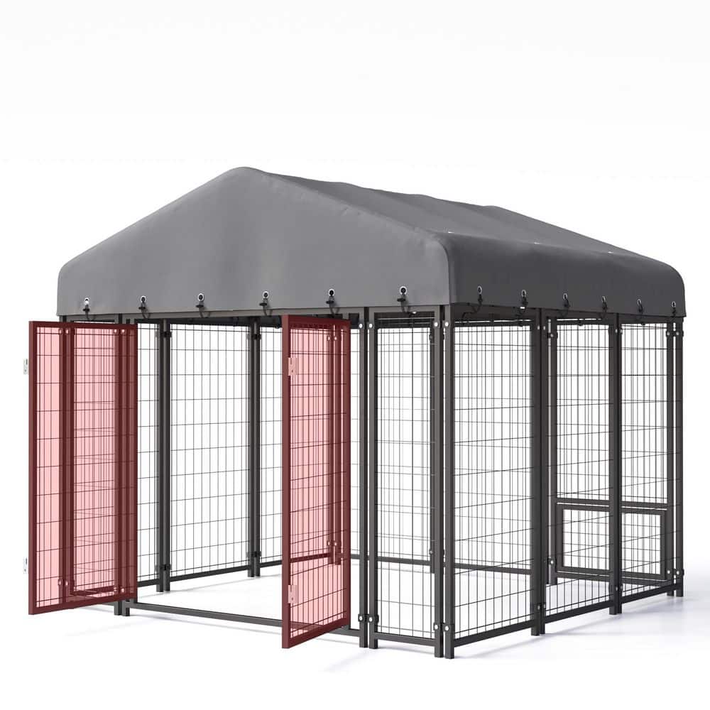 View of Sweecci 6 ft. x 6 ft. Large Dog Kennel Outdoor Dog Enclosure with ...