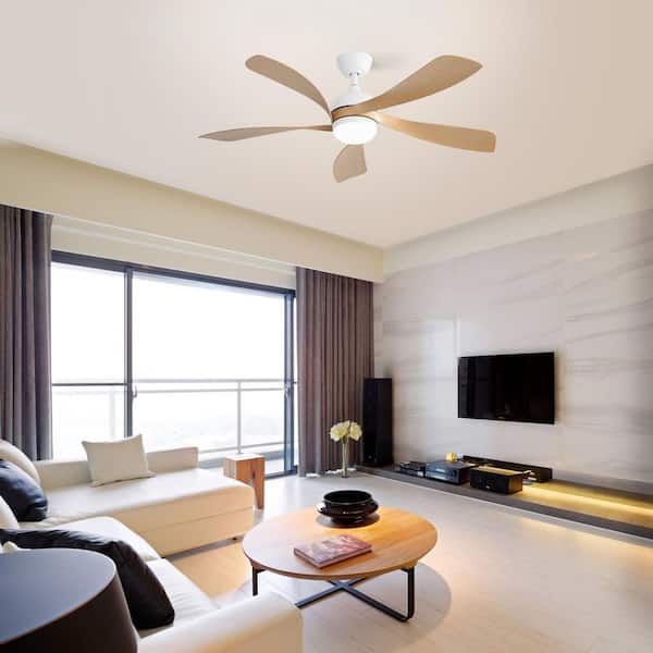 45 in.Modern Outdoor Indoor White Standard Downrod Mount Ceiling Fans with Lights and Remote,Quiet DC Motor,Dimmable