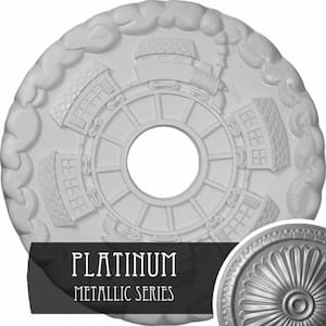 1 in. x 18-1/2 in. x 18-1/2 in. Polyurethane Kendall Train Station Ceiling Medallion, Platinum