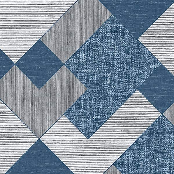 Walls Republic Blue Geometric Patchwork Blue Paper Peelable Roll (Covers 57 sq. ft.)