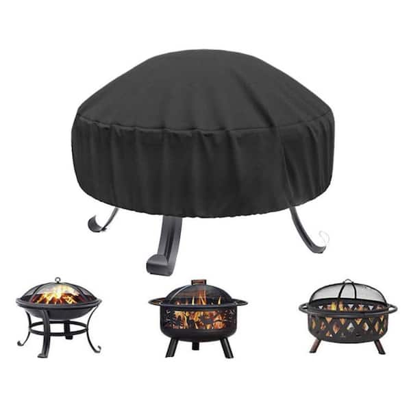 48 in. Black Durable Weather-Resistant Round Fire Pit Cover