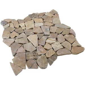12 in. x 12 in. Tan Stone Mosaic Pebble Floor and Wall Tile (5.0 sq. ft. / case)