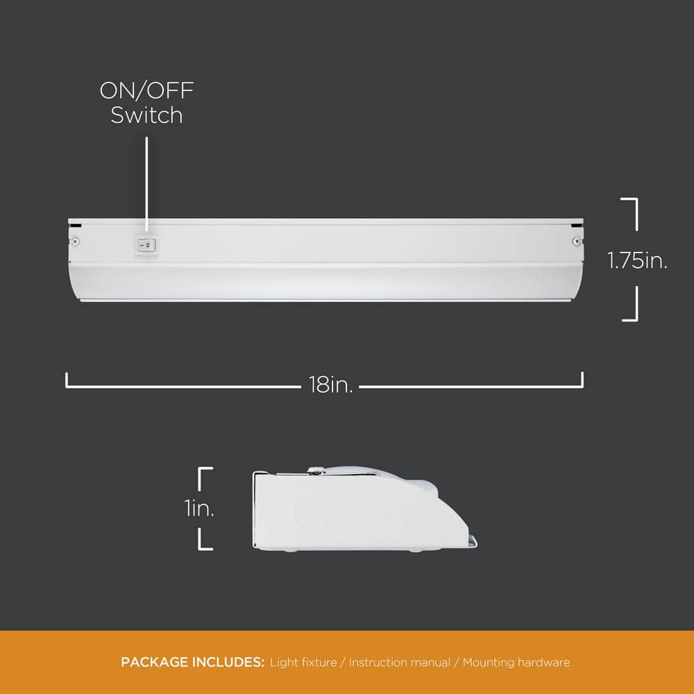 18-Inch White Metal LED Under Cabinet Light Fixture