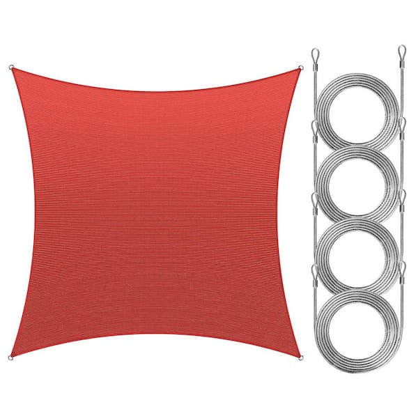 14 ft. x 14 ft. Square Sun Shade Sail with Rope-Red