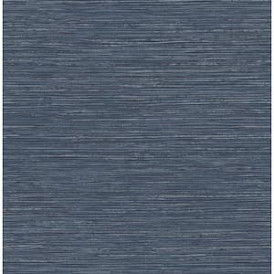 Alton Blue Faux Grasscloth Textured Non-Pasted Non-Woven Wallpaper Sample