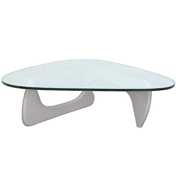Leisuremod Imperial 51.2 in. Grey Triangle Glass Coffee Table
