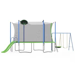 T-Adventurer 12 ft. Trampoline for Kids with Safety Enclosure Net, Basketball Hoop and Ladder, Easy Assembly