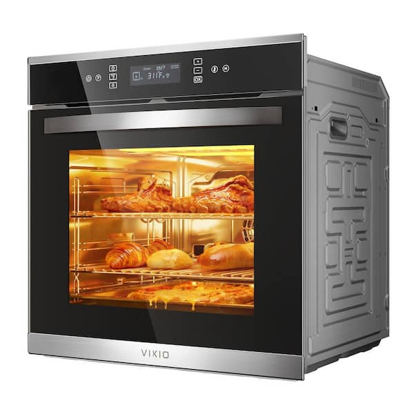 24 in. 2.83 cu. ft. Single Electric Wall Oven with Convection and Manual Clean in Stainless Steel, Tempered Glass Door