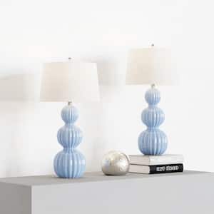 Columbia 28 " Blue Table Lamp Set With White Shade (Set of 2)