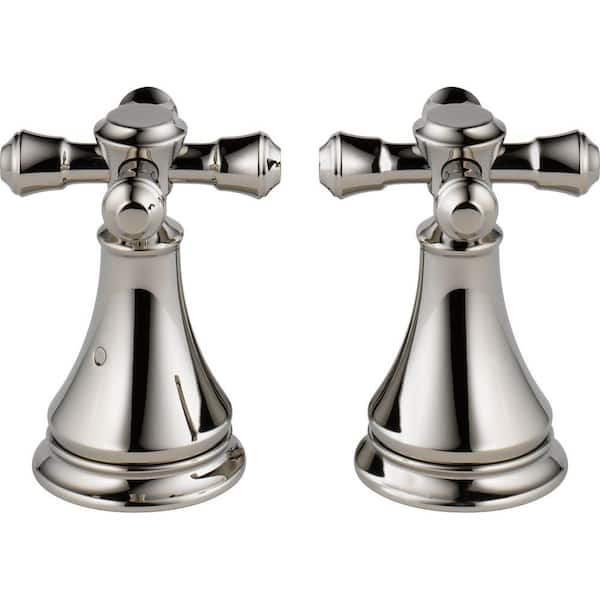 Delta Pair of Cassidy Metal Cross Handles for Roman Tub Faucet in Polished Nickel