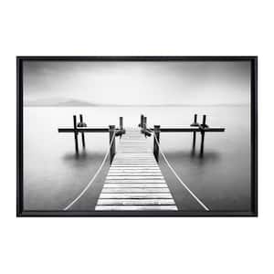 Lake Pier Framed Canvas Wall Art - 18 in. x 12 in. Size, by Kelly Merkur 1-piece Black Frame