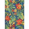 Couristan Covington Tropical Orchid Rug Azure/Forest Green/Red 2'x4