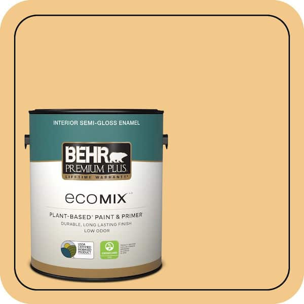 1 gal. Home Decorators Collection #HDC-CL-16 Beacon Yellow Semi-Gloss Enamel EcoMix Plant-Based Interior Paint & Primer