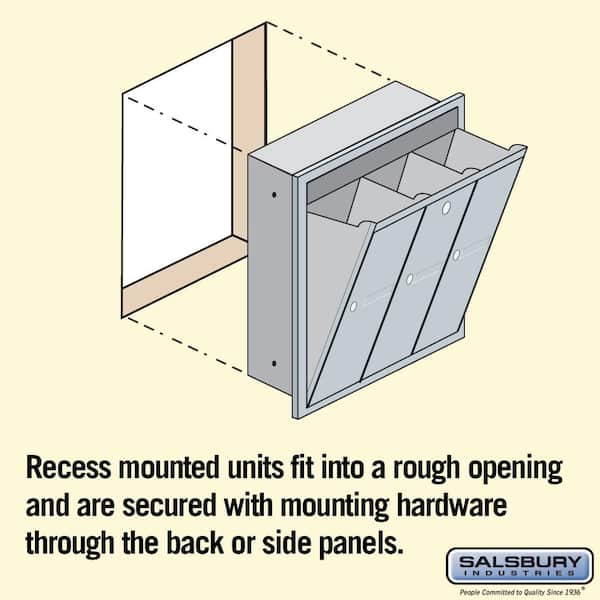Salsbury Industries - Aluminum Recessed-Mounted USPS Access Vertical Mailbox with 3 Door