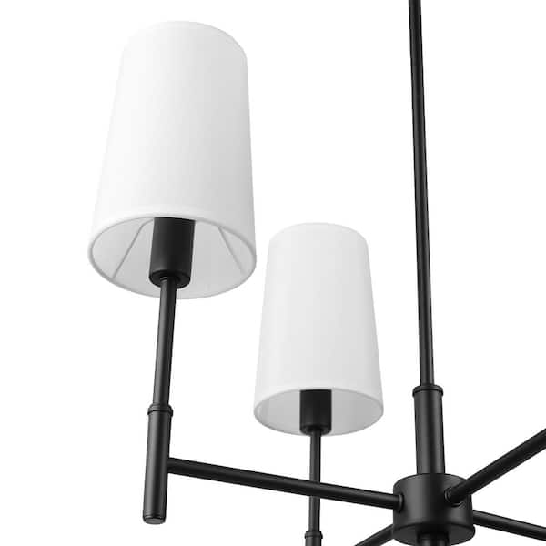 Globe Electric Ronnie 4-Light Matte Black Chandelier with White 