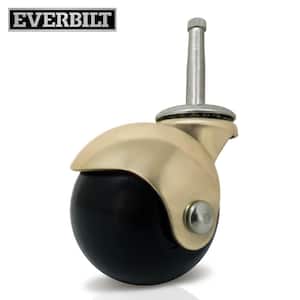 2 in. Black Rubber and Brass Hooded Ball Swivel Stem Caster with 80 lb. Load Rating