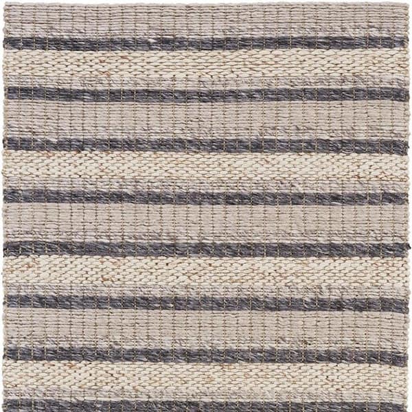 2 ft. x 8 ft. Gray, Ivory Solid Color Area Rug