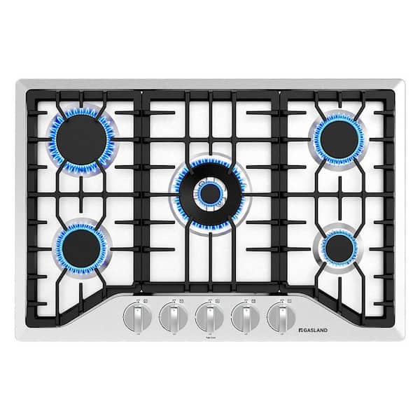GASLAND 30 in. NG/LPG Convertible Gas Cooktop in Stainless Steel with 5-Burner with Thermocouple Protection