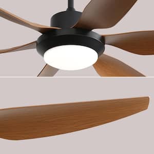 54 in. Integrated LED Indoor/Outdoor Black Ceiling Fan with Light Kit and Remote Control