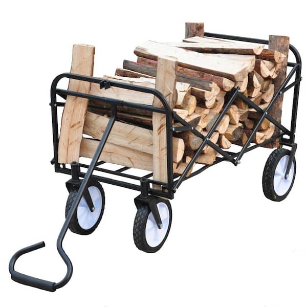 Tatahance Metal 4-Wheeled Folding Utility Hand Cart in Black