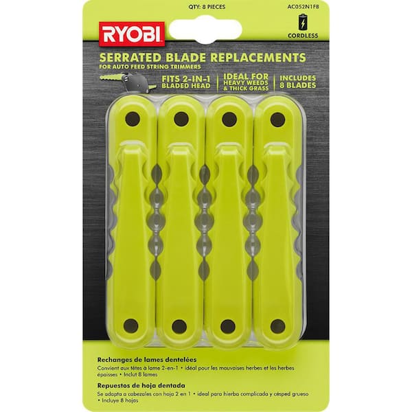 RYOBI Replacement Fixed Blades for 2-in-1 String Head (8-Pack
