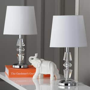 Crescendo 15 in. Clear Tiered Crystal Table Lamp with Off-White Shade (Set of 2)