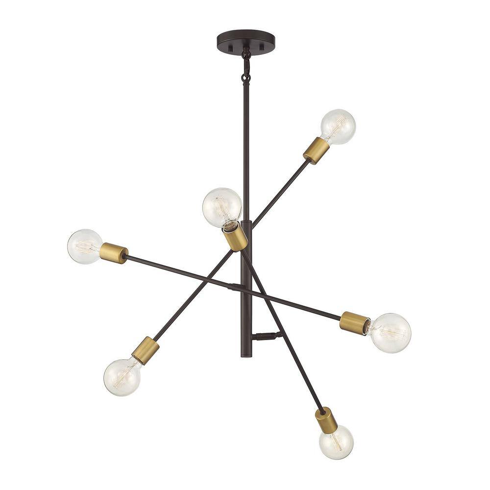 Bronze Sputnik 6-Light Adjustable Metal Chandelier