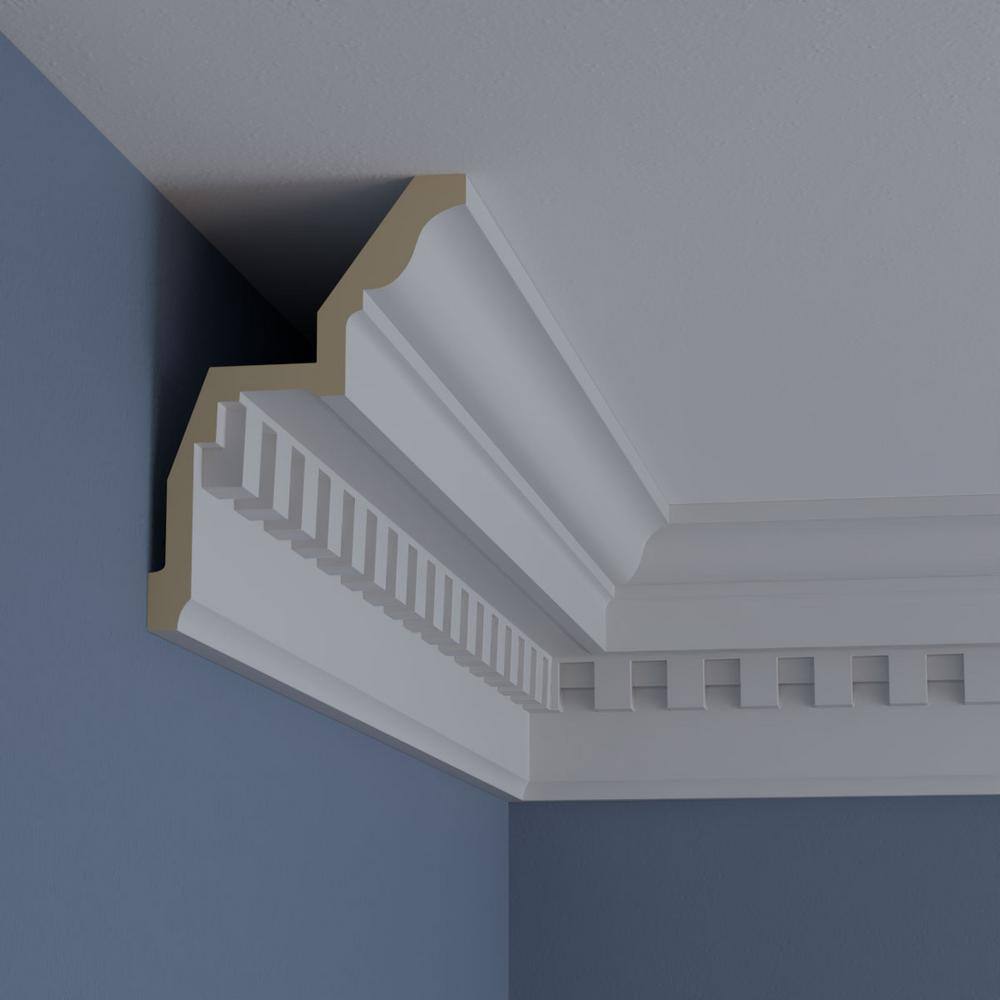 Primed White Polyurethane Geometric Crown Moulding Sample