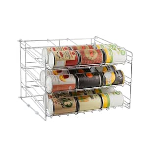 15.87 in. x 18 in. x 12.75 in. Chrome Wire 3-Tier Can Storage Rack
