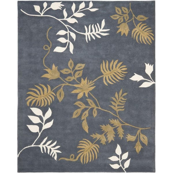 SAFAVIEH Soho Dark Grey 8 ft. x 10 ft. Floral Area Rug
