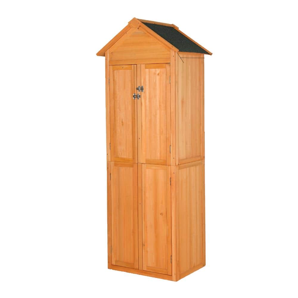 83 in. H Outdoor Wood Storage Shed Cabinet with Lockable Double Doors for Patio and Garden, Brown price history on PriceWatchPro