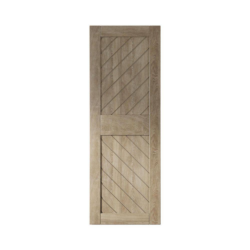 XT3 30 in. x 84 in. C-Panel Solid Core Classic Gray Slanted Stripe Design Pine Wood Interior Sliding Barn Door Slab price history on PriceWatchPro