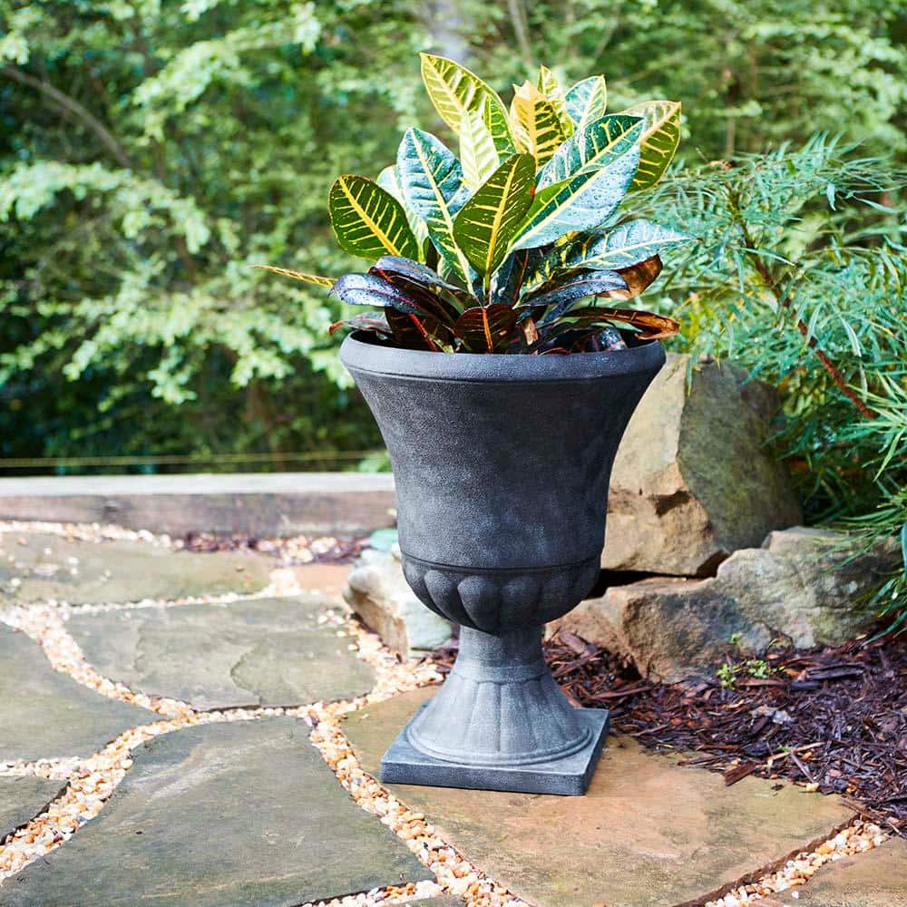 Winston 16 Inch Black Resin Outdoor Urn Planter