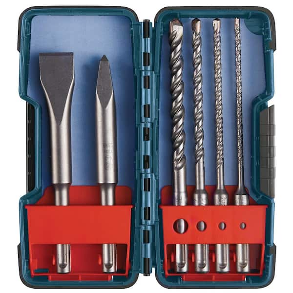 Reconditioned 8.5 A 1-1/8in. Corded SDS-Plus Rotary Hammer Drill w/ Case+Bulldog SDS-Plus Rotary Hammer Bit Set(6-Piece)