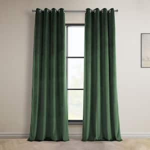 Eden Green Heritage Plush Velvet Grommet Room Darkening Curtain - 50 in. W x 120 in. L (1 Panel)