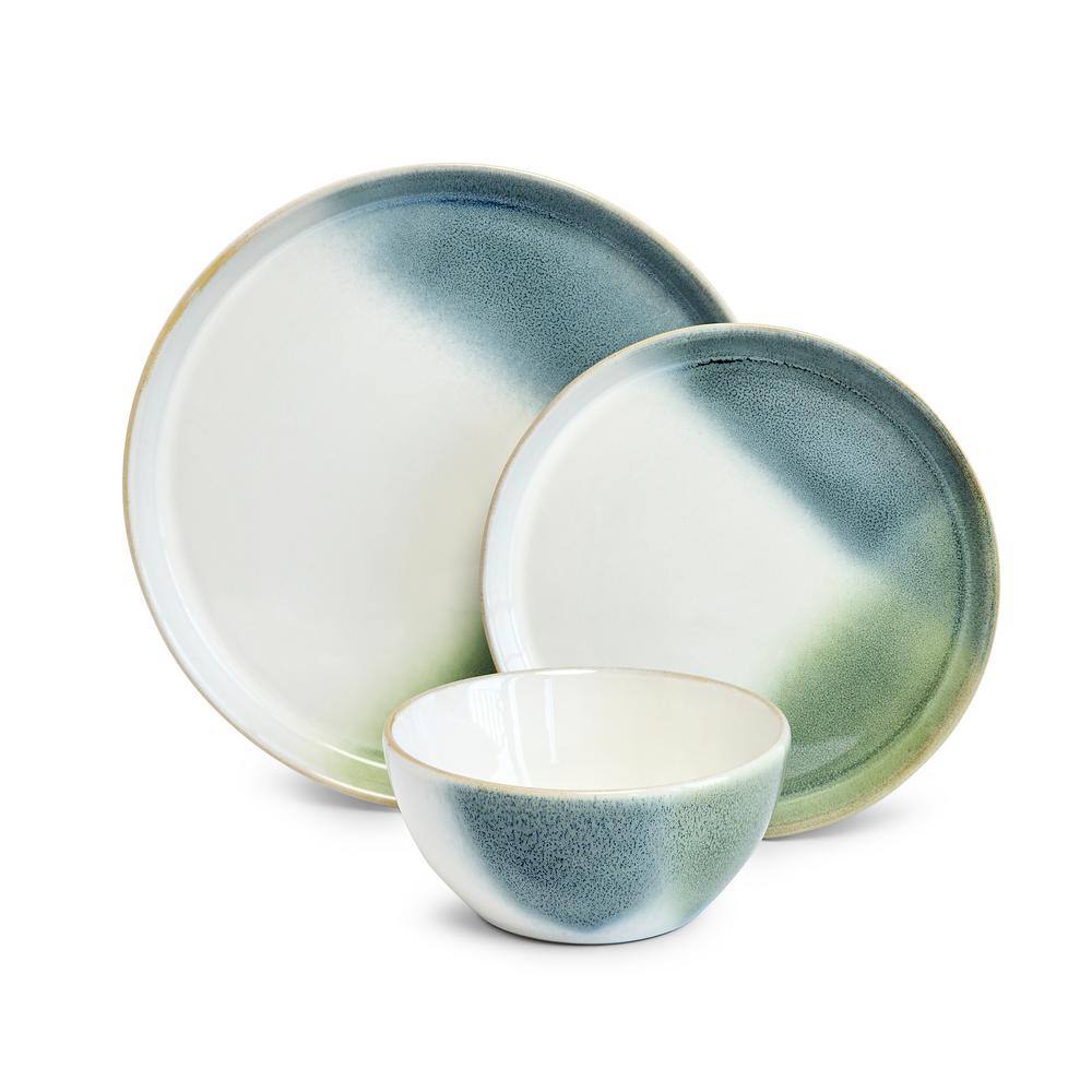 12-Piece Stoneware Dinnerware Set Color Block