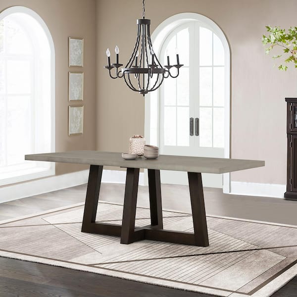 Armen Living Elodie 79 in. W Grey Concrete and Dark Grey Oak Rectangle Dining Table - Seats up to 8