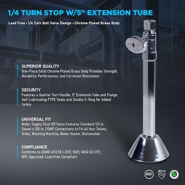 The Plumber’s Choice Water Supply Stop Valve with 5 in. Extension
