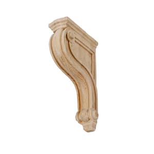 8 in. x 2 in. x 4-3/4 in. Unfinished Small North American Solid Red Oak Classic Traditional Plain Wood Corbel