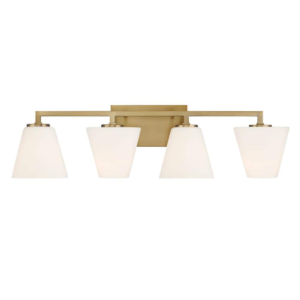 Palmyra Brushed Gold 4-Light Tapered Vanity Bath Light