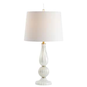 Maddie 28 in. Glass/Metal LED Table Lamp, White Pearl