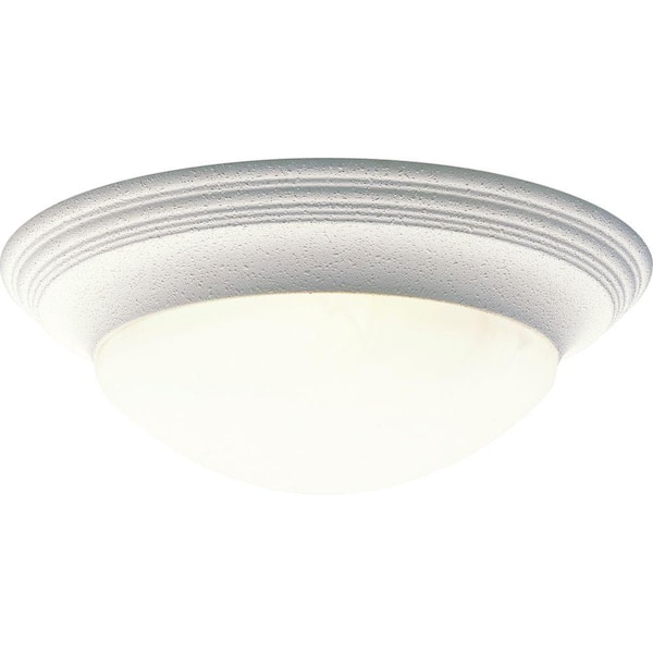 Progress Lighting 3-Light White Flush Mount with Alabaster Glass
