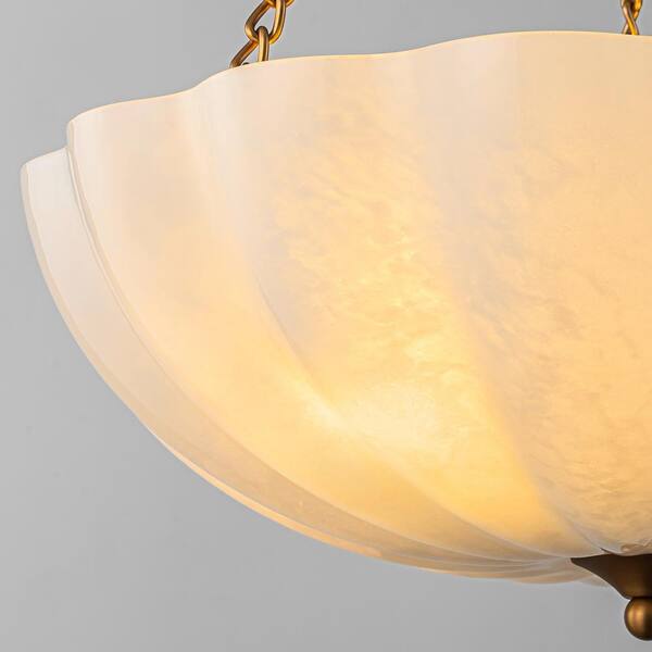LLHZSY 20.87 in. 4-Light Brass and White Bowl Semi-Flush