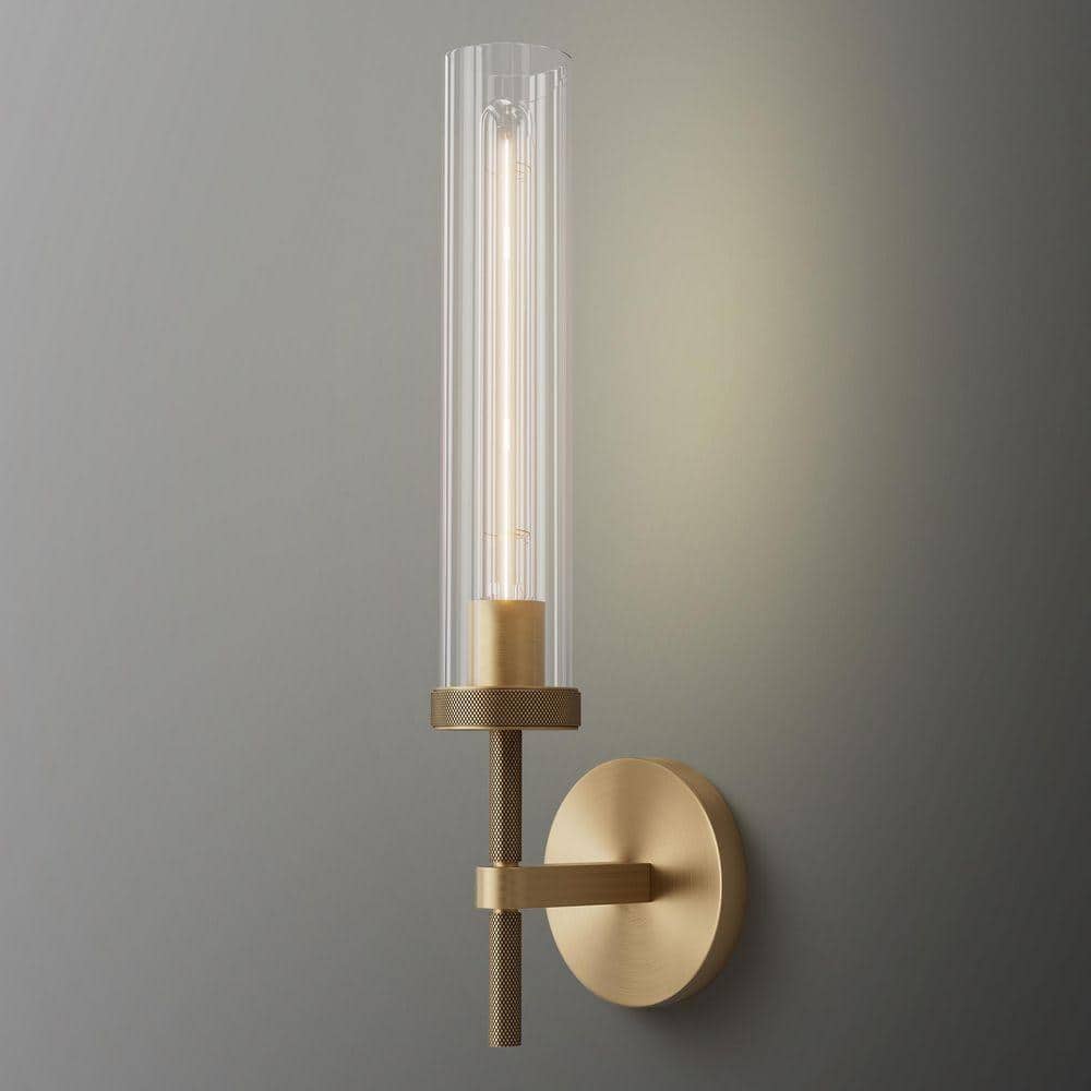 19 in. 1-Light Gold Wall Sconce, Modern Wall Light with Glass Tube for Living Room, Dining Room (1-Sets) price history on PriceWatchPro