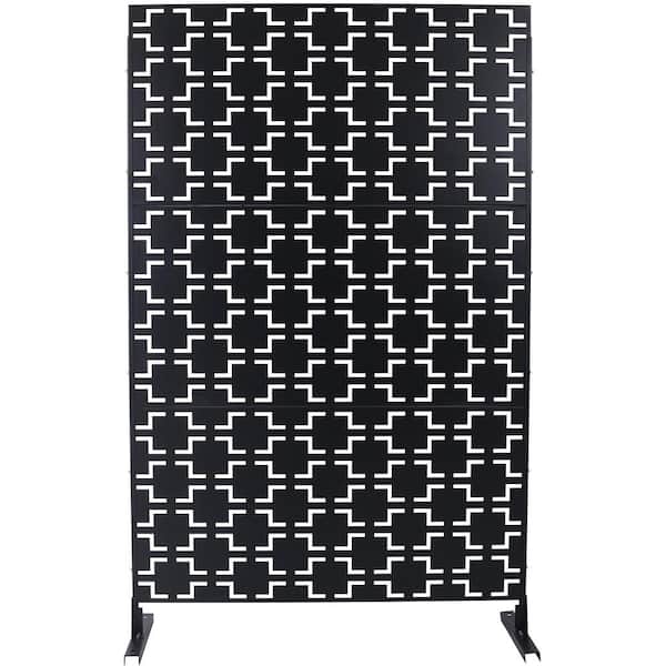 48 in. W x 76 in. H Black Steel Privacy Fence Screen for Garden Fence