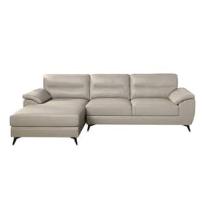 Cavva 118.5 in. W Faux Leather L-Shaped Sectional in Beige