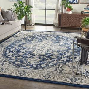 Cyrus Navy/Ivory 8 ft. x 10 ft. Medallion Traditional Area Rug