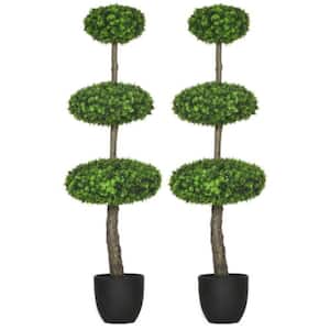 2-Pc 43.25 in. Artificial Boxwood Topiary Tress in Pots for Home Decor Indoor and Outdoor