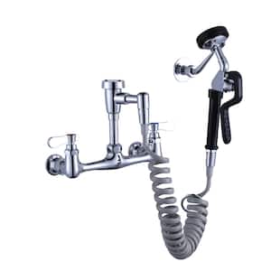 Pet Grooming Faucet Double Handle Wall Mounted Bathroom Faucet in Chrome